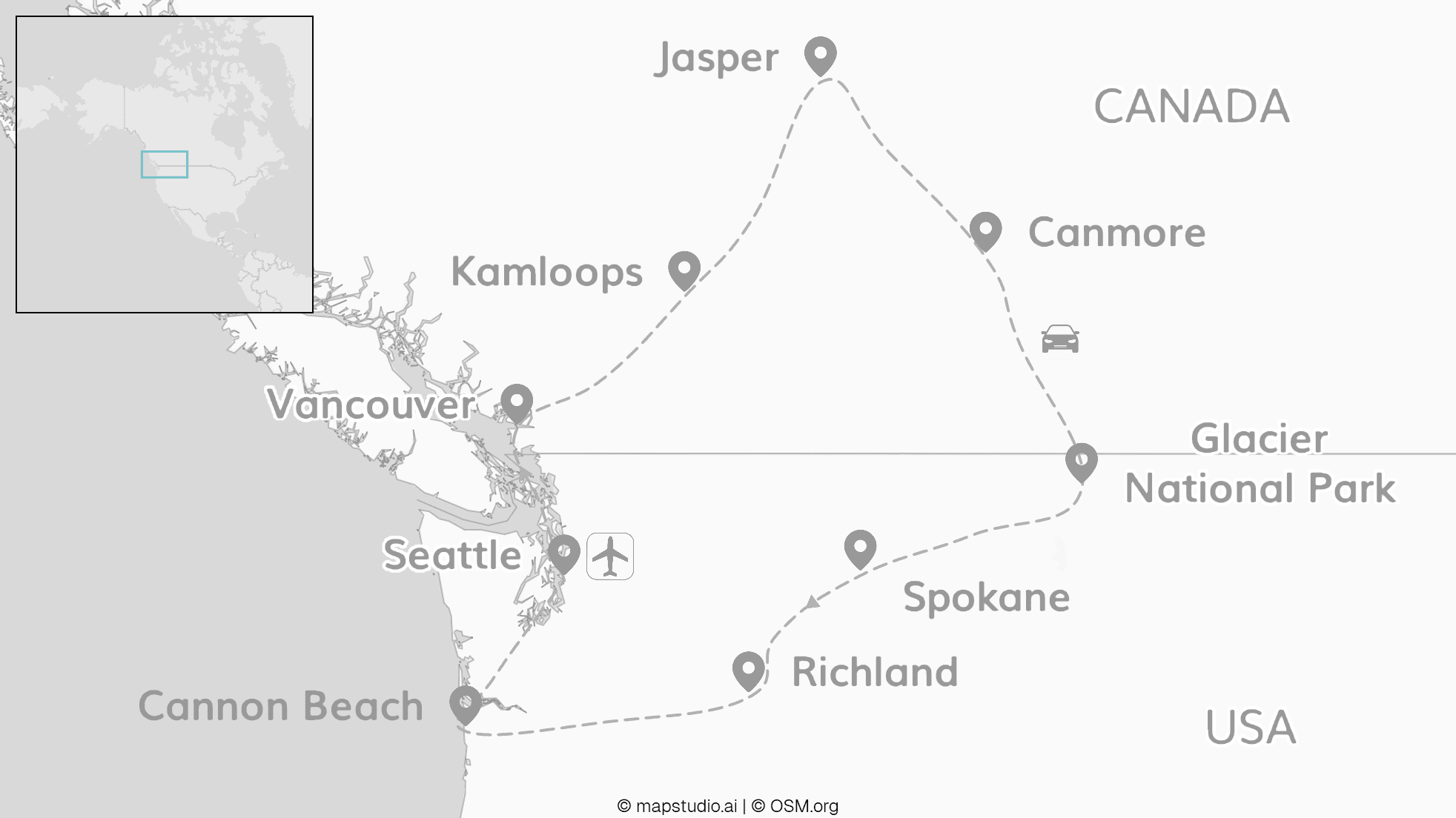 USA and Canada: Rocky road trip in the Pacific Northwest